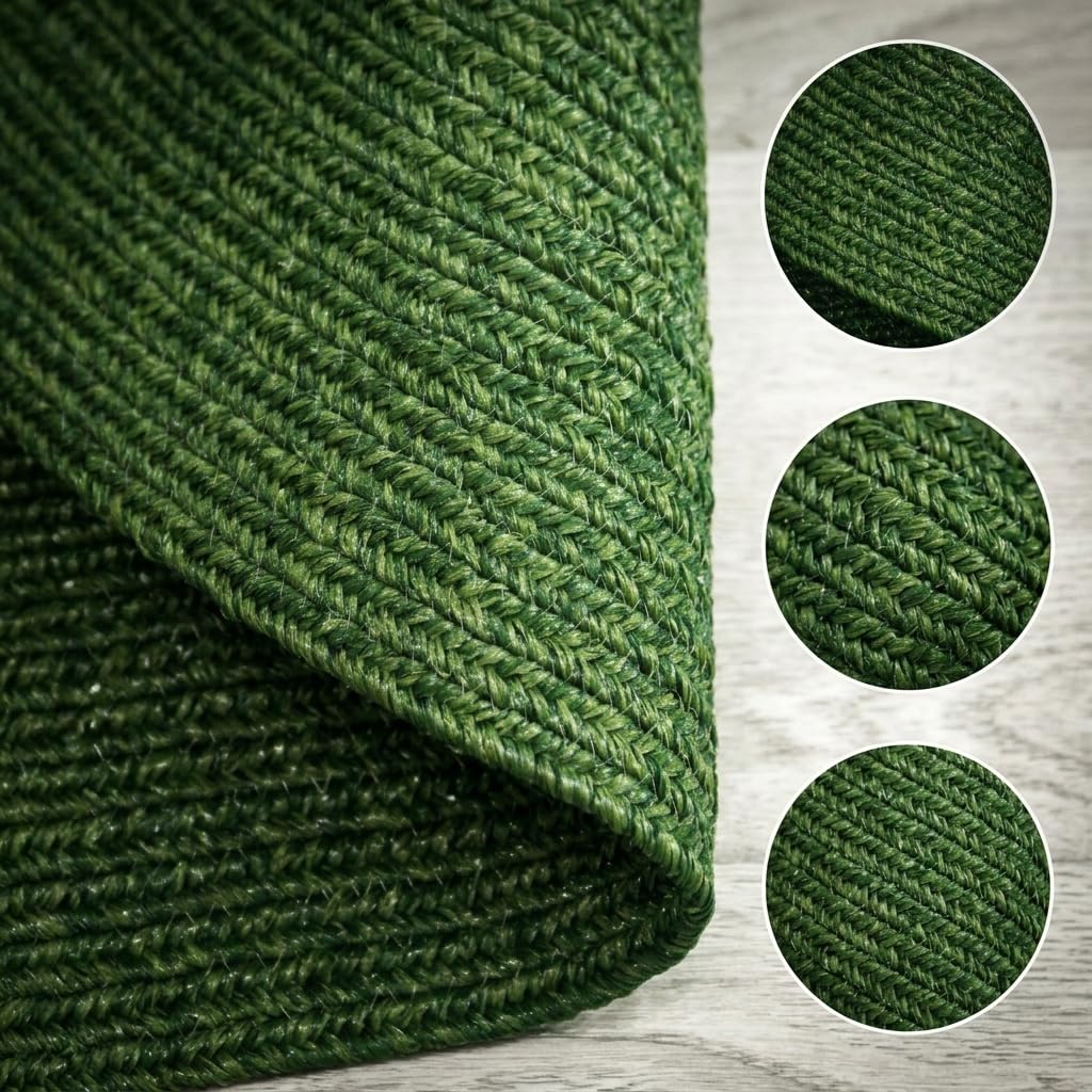 Tappeto da Esterno Ovale Verde, Resistente ai Raggi e Lavabile, per Balcone, Terrazza e Giardino, 120x180CM