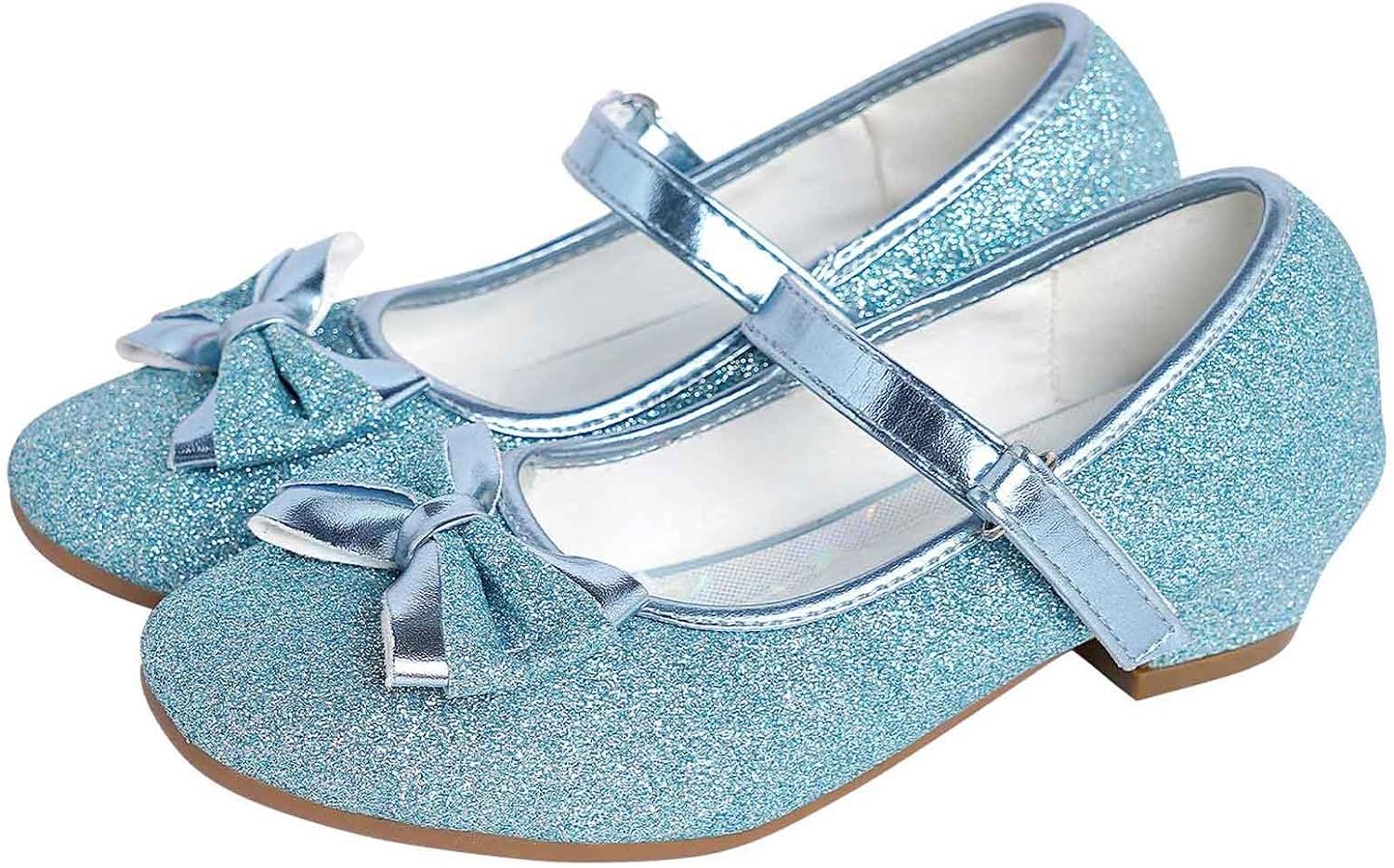 Daydance Kids Toddler Girls Dress Shoes Pumps Low Heels Sparkling Flower Mary Jane Footwear for Party Prom Wedding Birthday