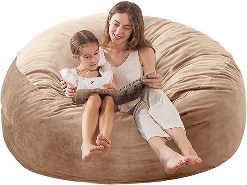 Miniatura 8 de Silla Puf Grande para Adultos/Niños con Relleno, Sillas Puf de Espuma Viscoelástica de 4 Pies con Relleno Incluido, Tela de Terciopelo Dutch Ultra