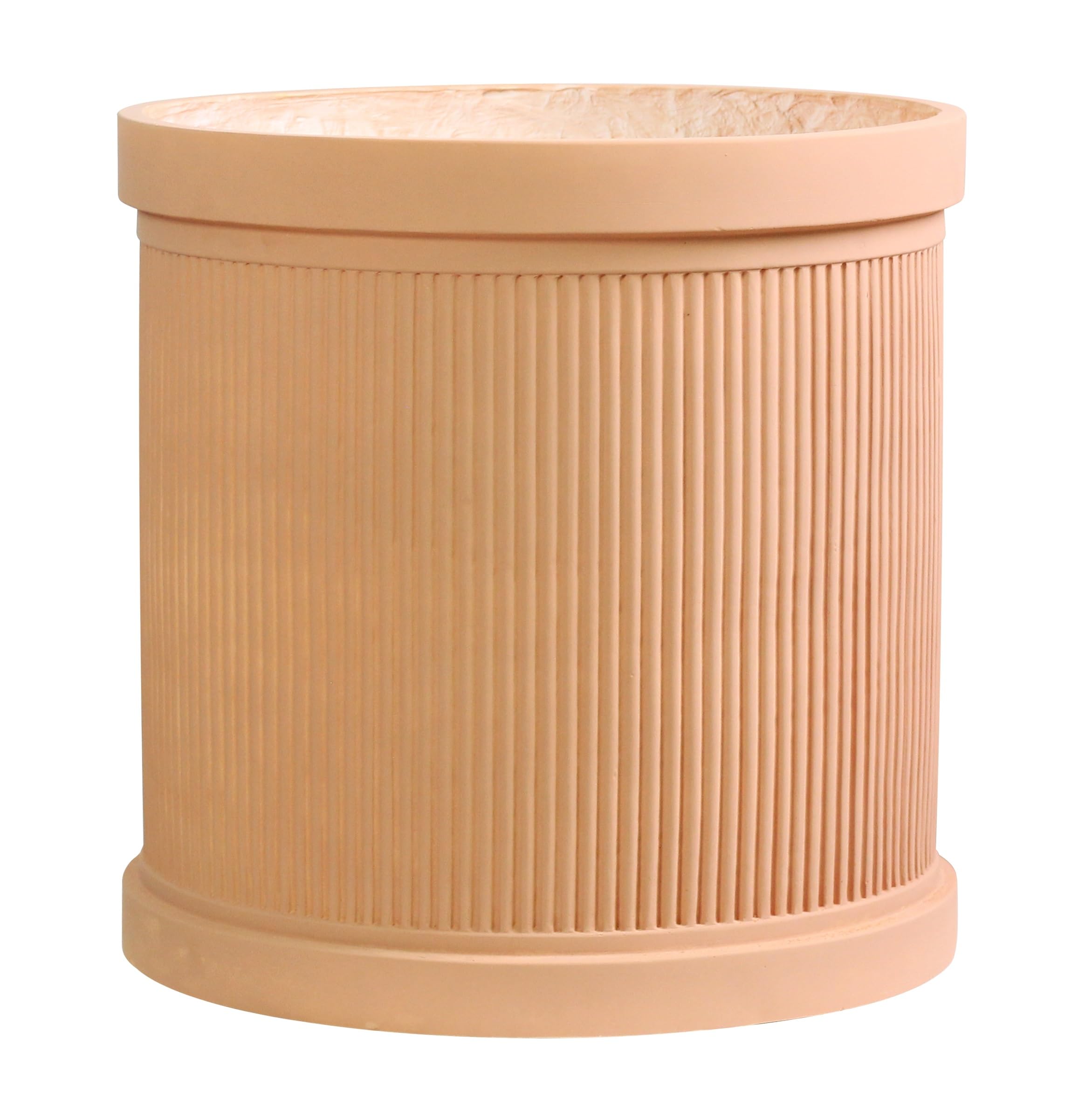 Olly & Rose Terracotta Xl 45Cm Fibrestone Planter Ribbed - Extra Large Plant Pot - Large Garden Planters In - Large Plant Pots Outdoor And Indoor