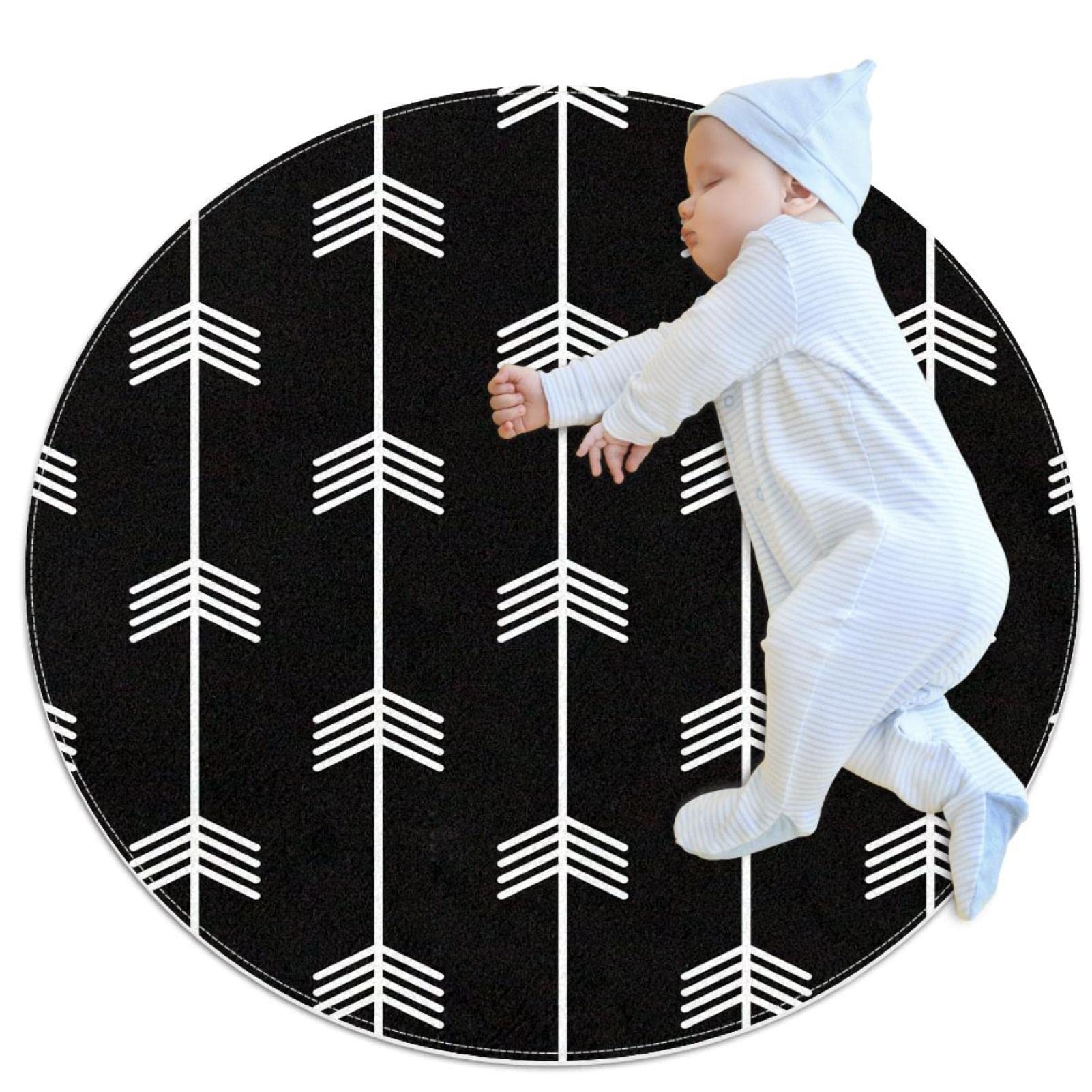 Tapis de jeu pour enfants rond 80x80cm à motifs de flèche pour chambre fille et garçon