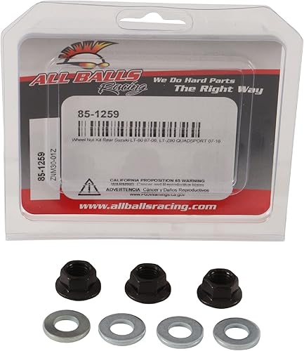 Miniatura 3 de All Balls 85-1259 Kit de tuerca y tuerca de rueda compatible con/repuesto para Suzuki LT-80 1987-2006, LT-Z90 QUADSPORT 2007-2018