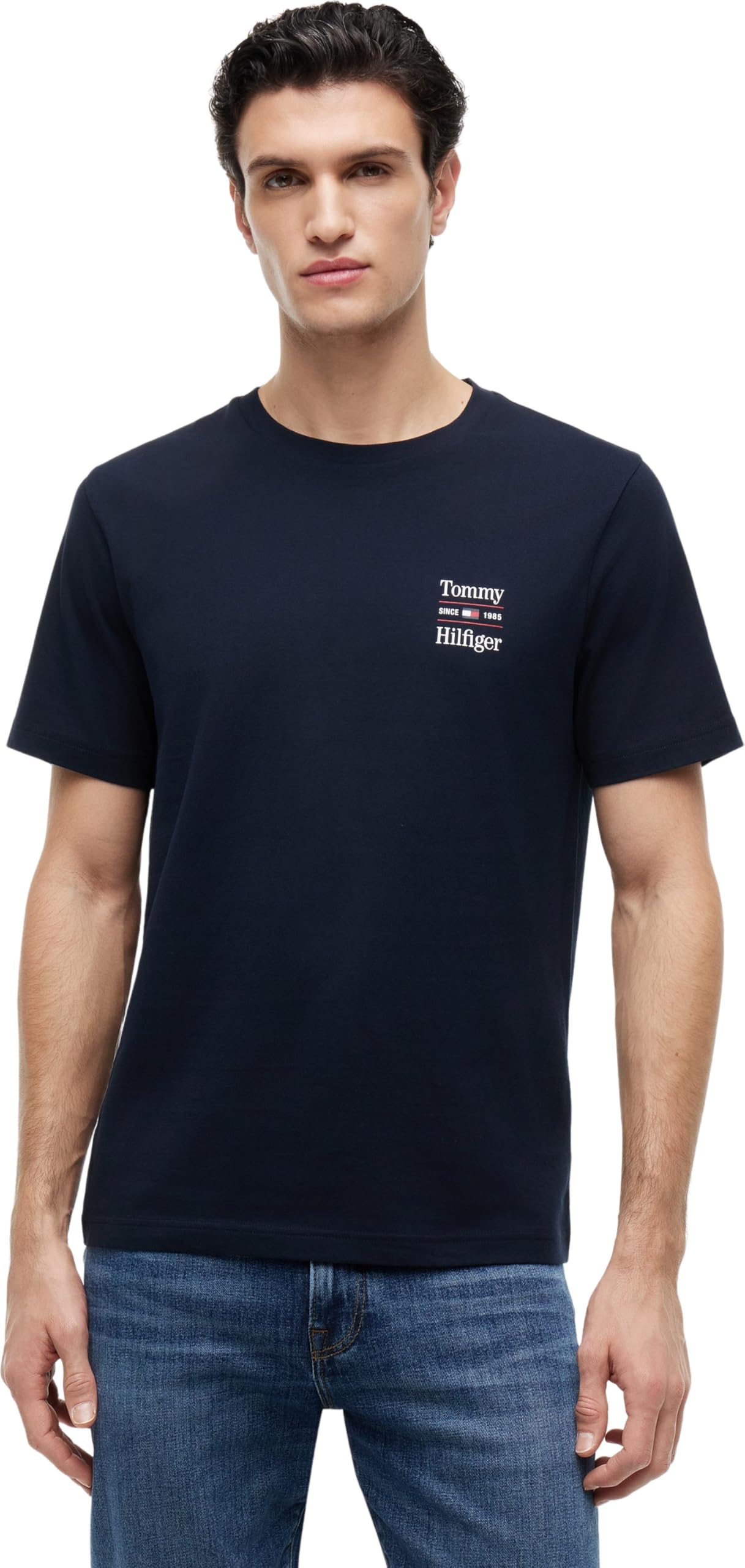 Tommy Hilfiger 2 Pack Chest Graphic Reg Tees Mw0MW45091 T-Shirt S/S, Mehrfarbig (Marineblau/Weiß), XS, Herren – Ansicht 6