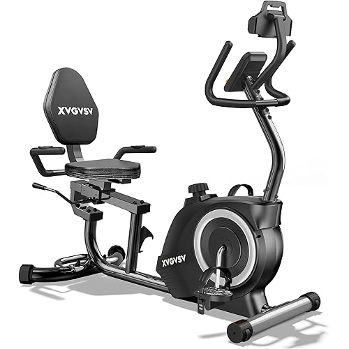 Recumbent Exercise Bike for Home Use, Quiet Recumbent Stationary Bikes for Adults & Seniors, 16-Level Resistance, Adjustable Seat, Supports 400LB, Pulse Sensors & LCD Display