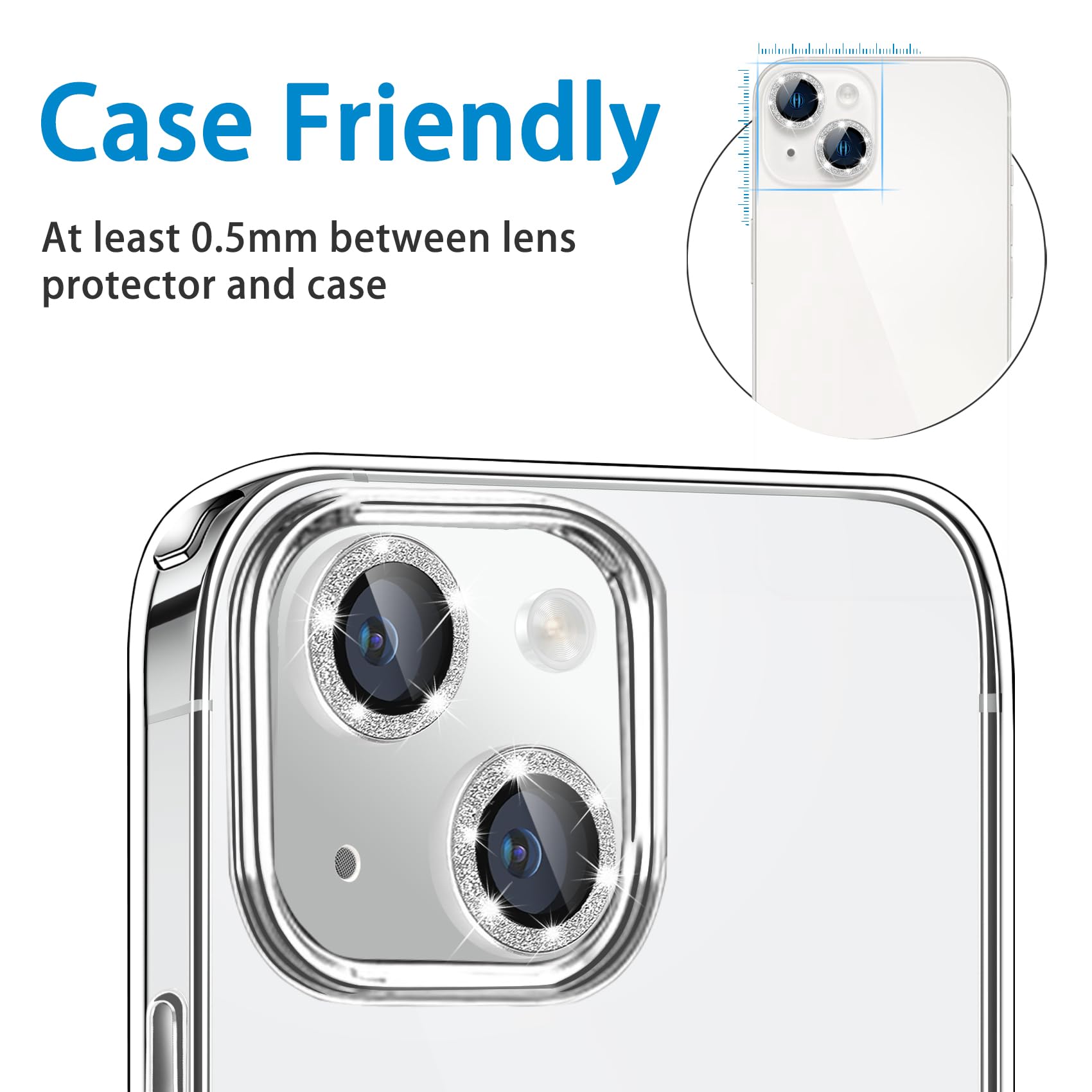 10-Piece Camera Lens Protector For IPhone 14/15 - 9H Tempered Glass With Metal Ring