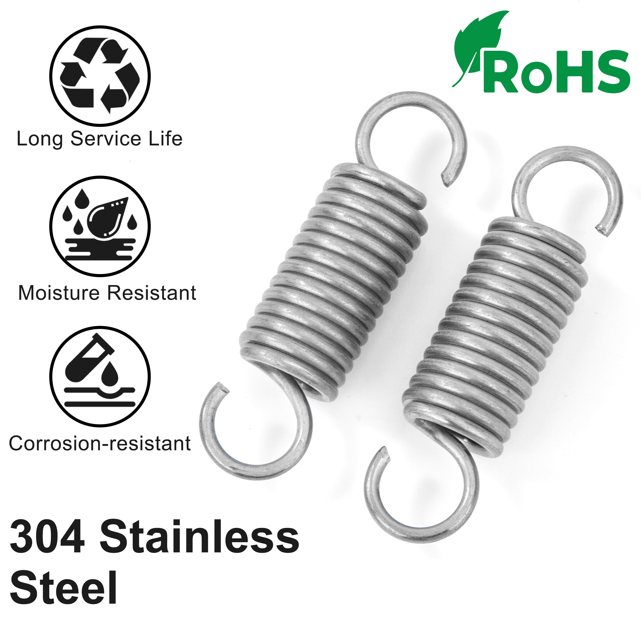 GUNGY Extension Springs 65mm Tension Springs With Hook Stainless Steel Spring Outside Diameter 15mm Wire Diameter 2.2mm Spring Force 11.8kg 2PCS - View #8
