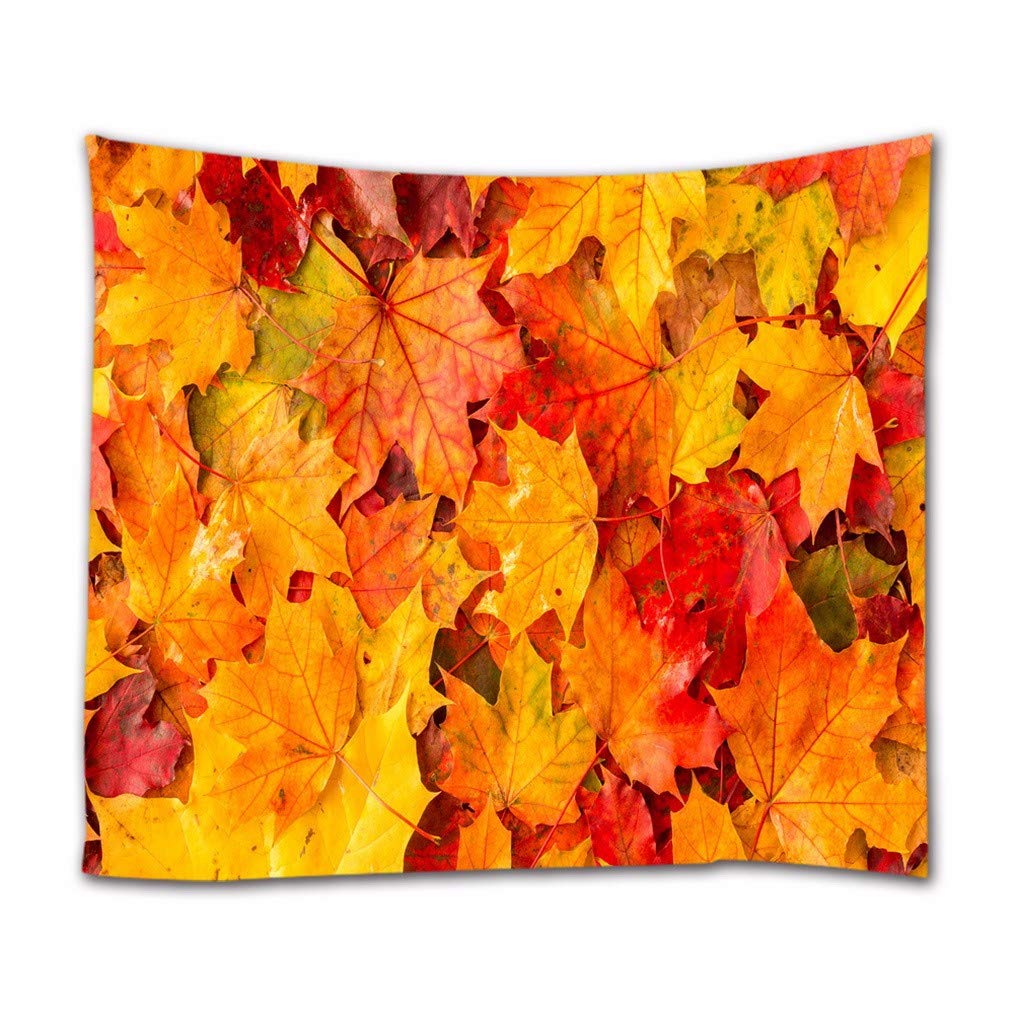 A.Monamour Arazzo da Parete Grande Mandala Giallo Arancio Colorato Acero Caduto Foglie Texture Sfondi Autunnali Stampa Telo Tessuto Tenda Tovaglia Copriletto Copridivano Arazzi Murale Decorazione