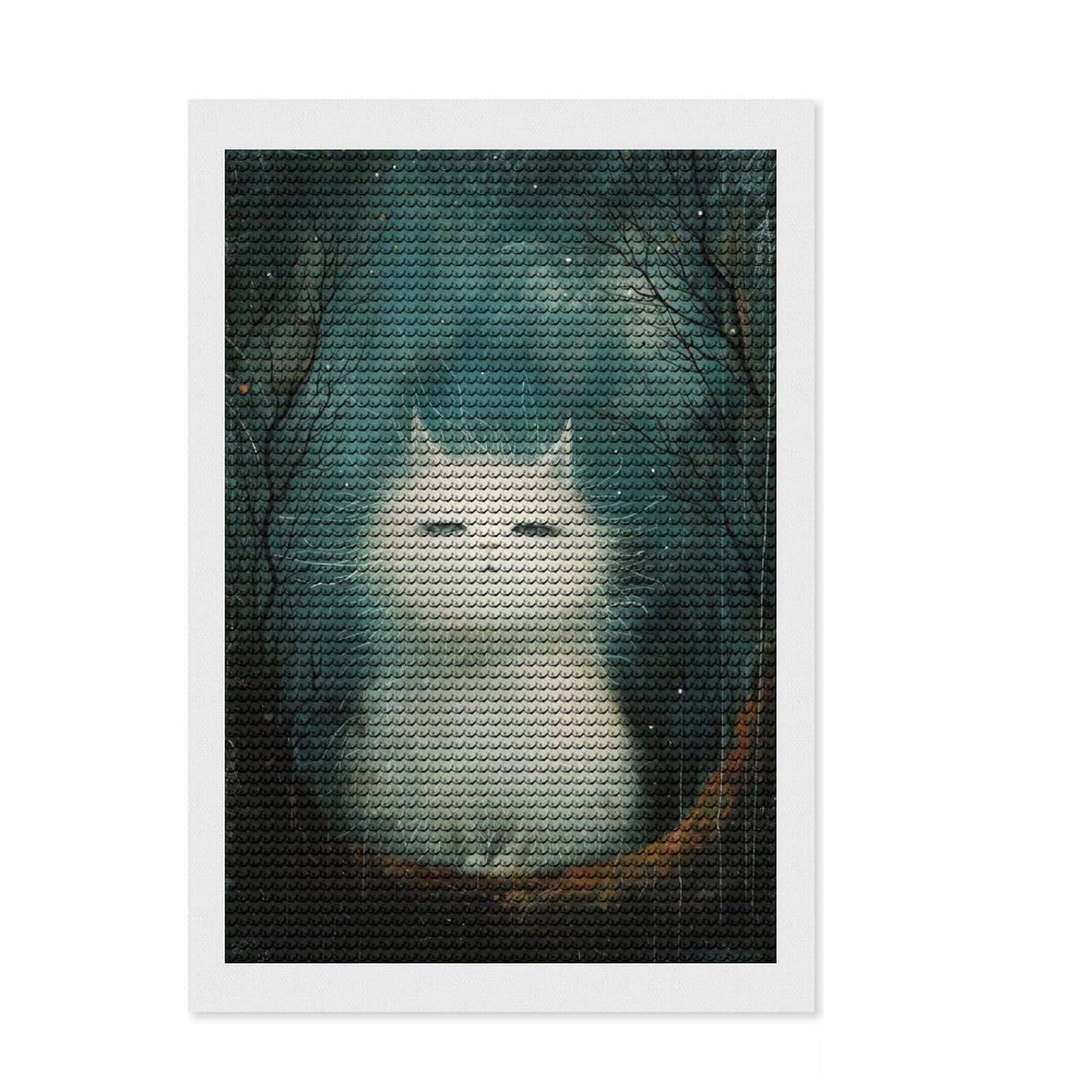 Junmoney Judging Cat Diamond Painting Canvas Set 8"x12", for Teens, Pleasing Wall Art Project, Cosy Home Accent, Birthday Gift