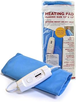 Advocate Moist & Dry Heat Pad with Flexible & Soft Cover, Controllable Level Settings High, Medium, Low & Warm, Effective for Shoulder, Neck, Back Pain & Cramps, with Reusable Bag