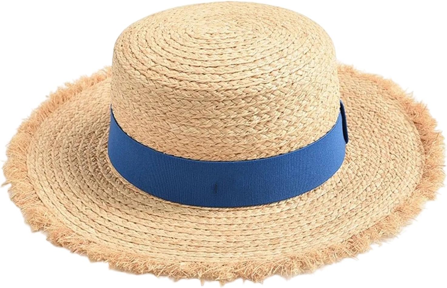 Womens Straw Floppy Hat Wide Brim Ribbon Bow Lightweight Breathable Beach Travel Summer Hat