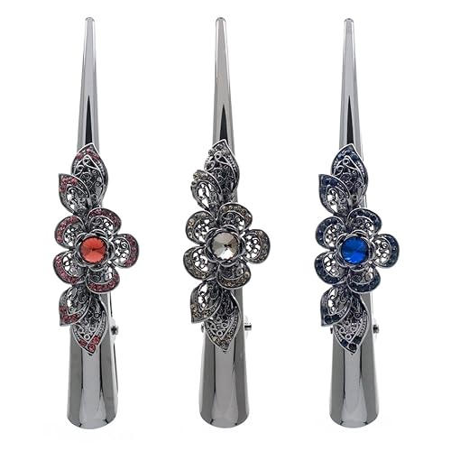 Miniatura 2 de Fashion & Lifestyle Juego de 3 pinzas de corte de cocodrilo grandes de aleación de metal para mujeres y niñas, horquillas de sujeción bastante