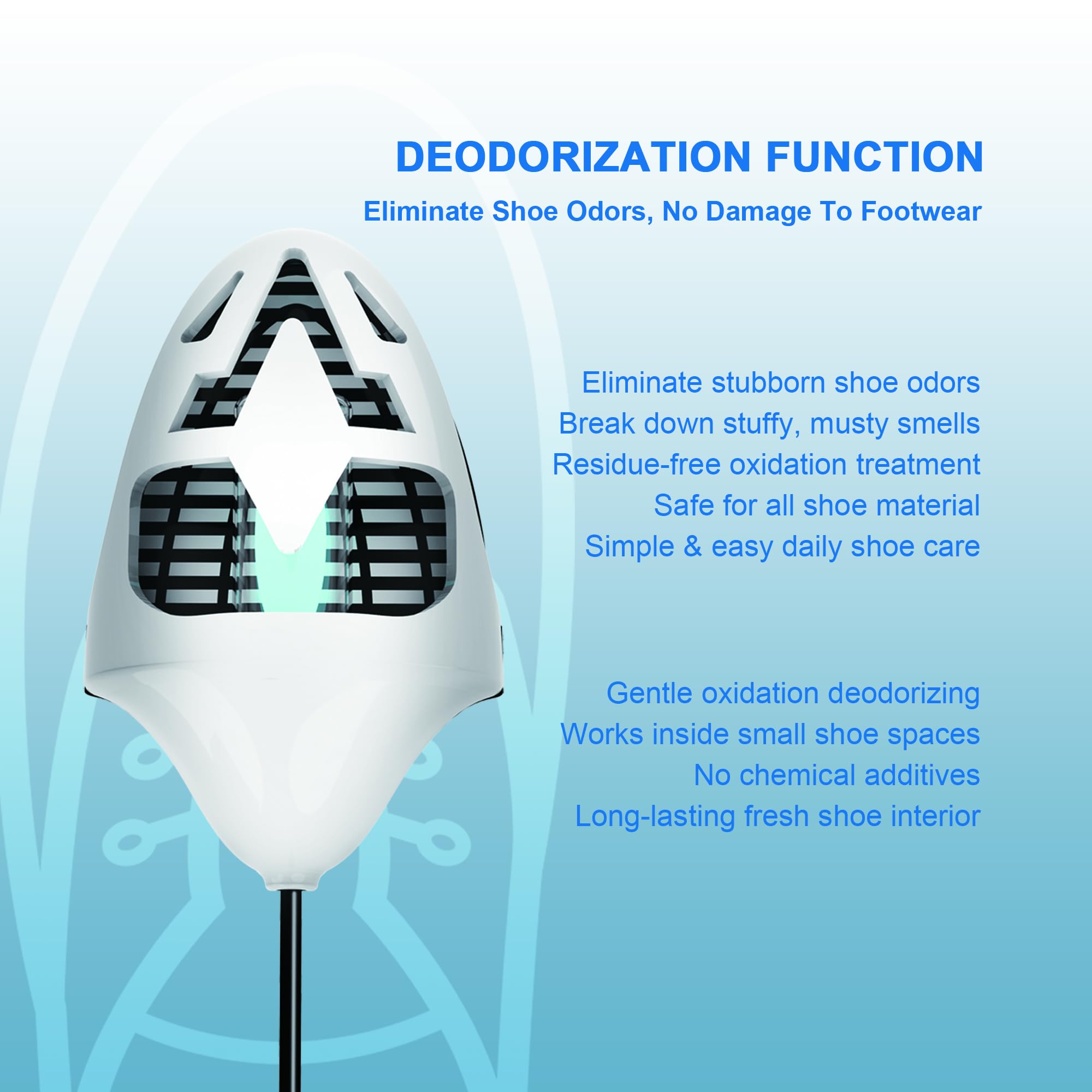 7117 Asciugatrice per scarpe e deodorante per scarpe, inserto riutilizzabile per eliminare gli odori, timer intelligente, deodorante per scarpe da ginnastica, stivali, armadio, 1 paio