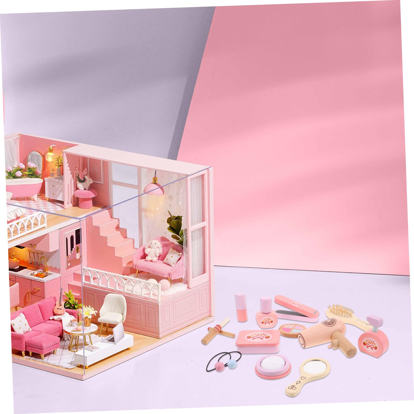 Trucco Giocattolo in Legno per Bambine Vanity Finta per Gioco di Ruolo Salone Bellezza Creativo per Bimba Gioco Educativo Coordinazione e Espressione Regalo Compleanno Bambina