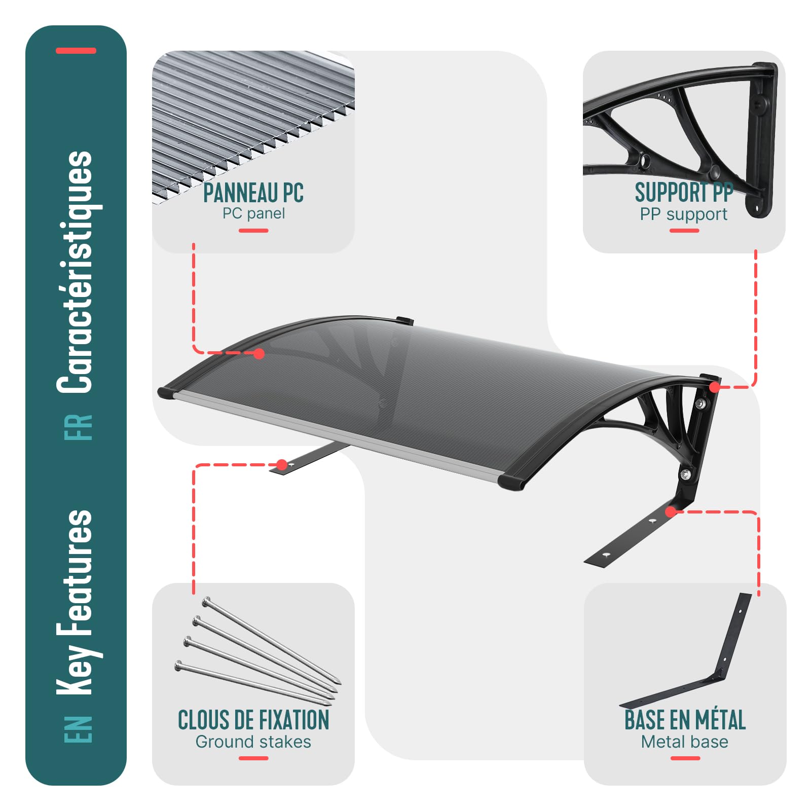 VOUNOT® Garage per Robot Tagliaerba 104×80×45 cm con Piedini in Metallo, Tettoia Protettiva per Robot Rasaerba, Resistente alle Intemperie e ai Raggi UV, per Giardino e Prato, Grigio Scuro