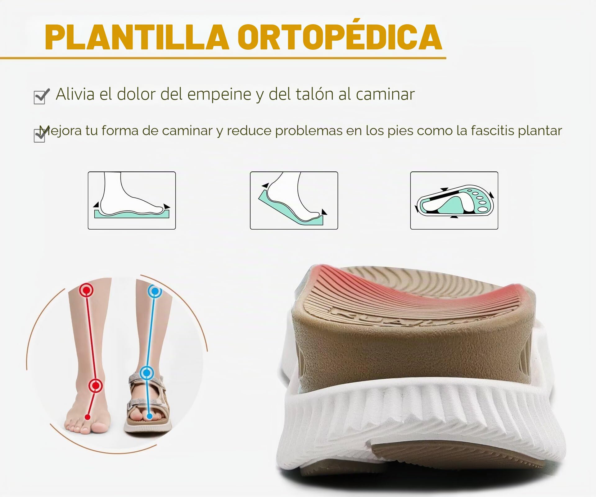 KuaiLu Sandalias Trekking Deportivas Mujer Ortopedicas Senderismo Sandalias | Comodas Caminar Fascitis Plantar Sandalias Verano Abierta Ligera Cuero Ajustables Antideslizantes Sandalias Montaña Beige 41