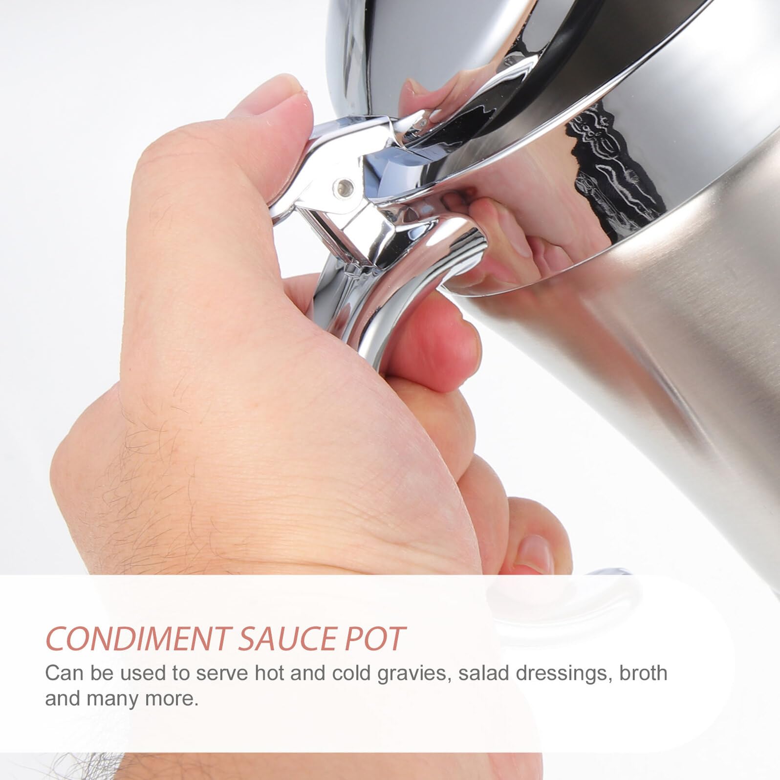 SOLUSTRE Dispensador de Salsa 500Ml Acero Inoxidable Vertedor sin Goteo Servir Salsas Frías y Calientes para Cocina y Restaurante