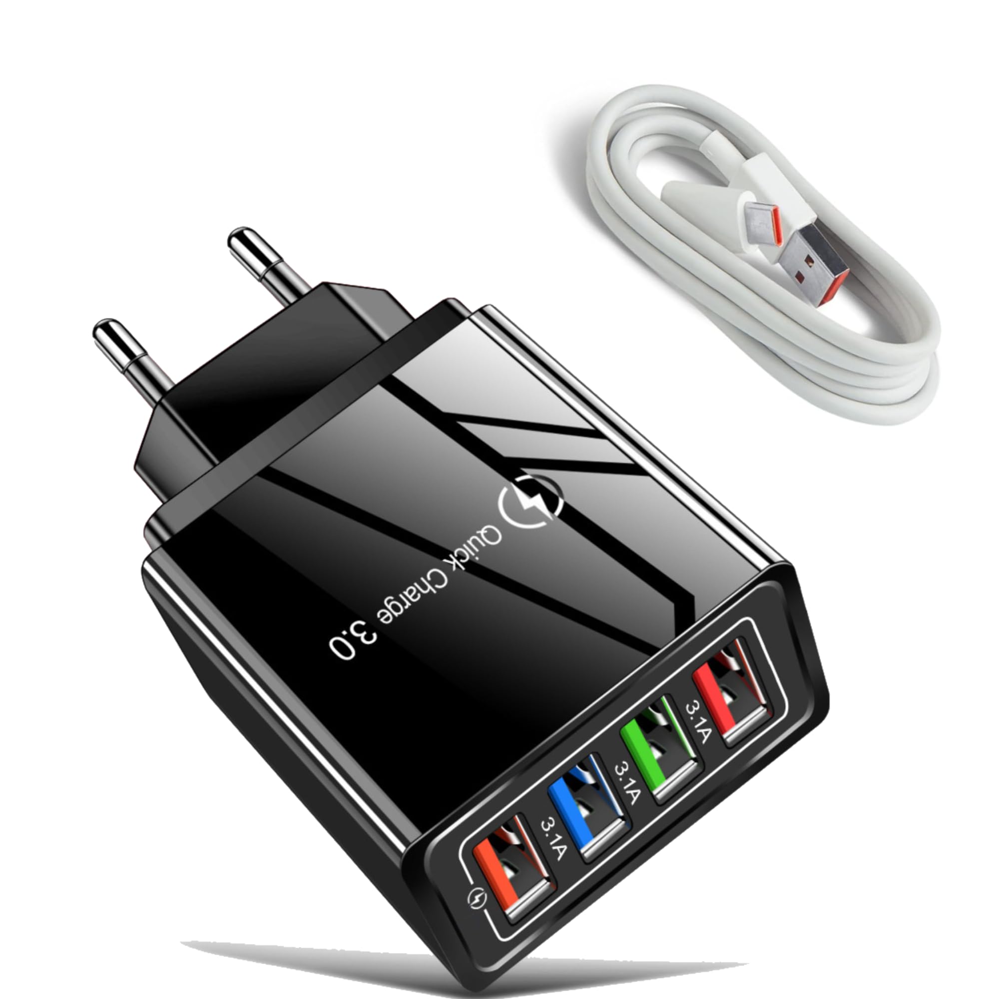 ACED Wall Charger,4 Port Fast Charger 5V/3A Fast Charging Power Adapter Compatible With iPhone 15/14/13/12/X,Samsung S23/S22/Note 20/10/9/8,Sony,Xiaomi,iPad,Macbook (Mc1),Black (B0CQPHGJG3) Amazon Price History, Amazon Price Tracker