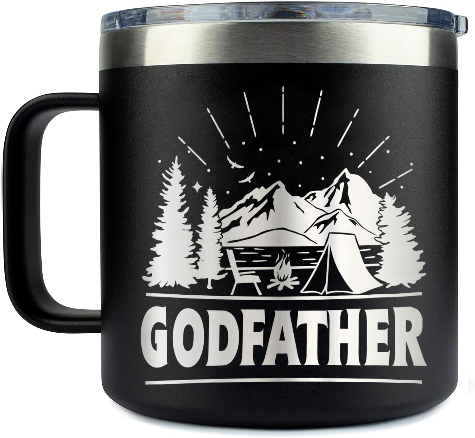 Godfather Camping Tumbler 14 Oz Coffee Mug - Godfather Tumbler - Godfather Camping Gifts - Fathers Day Gift - Godfather Mug - Birthday Gift Ideas For Godfather - Gifts For Campers Outdoors