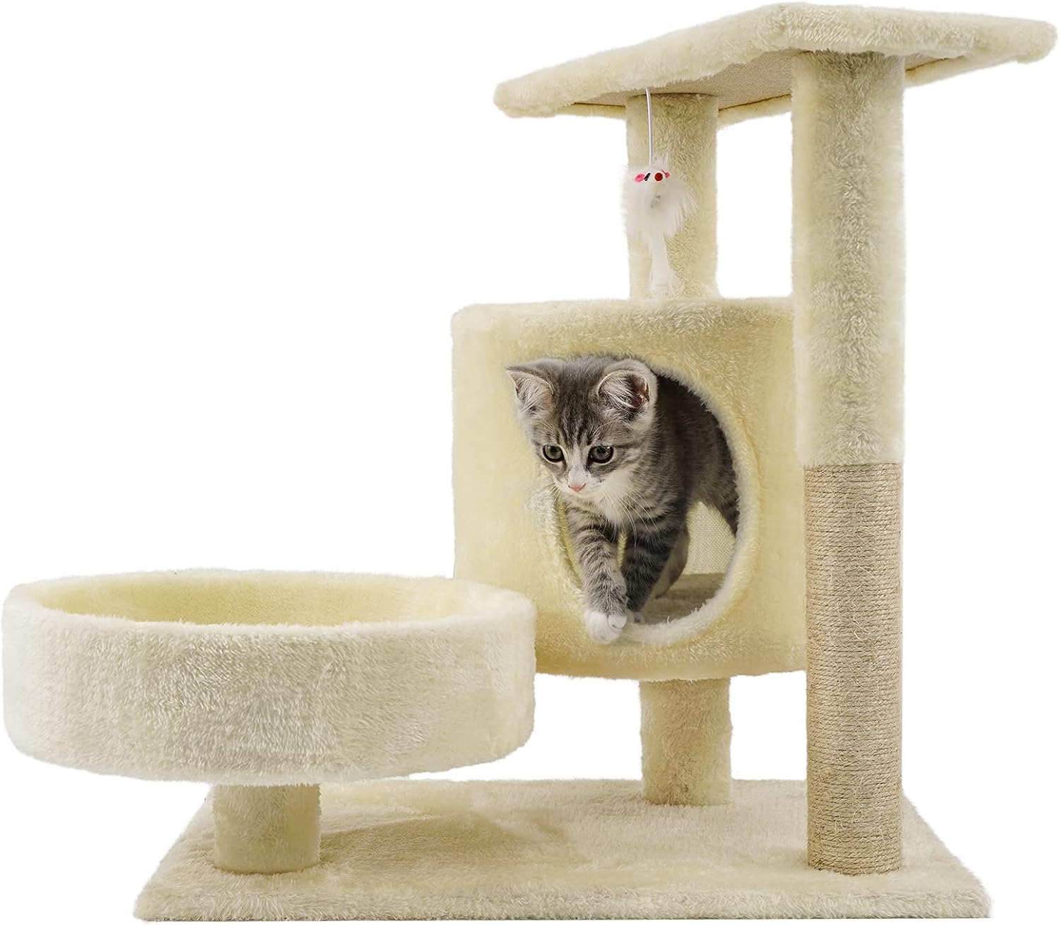 Cat Tree 19.3 in, Multi-Level Cat Tower Condo with Scratching Post & Perch Platform Kitten Pet Play House