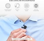 Movo LV1-USB Lavalier Microphone for Computer, Lapel Microphone for iPhone and Android Smartphones, Lav Mic, Clip on Microphone for 3.5mm, USB, Laptop, Desktop, PC, Mac, Cameras, Podcasting, YouTube