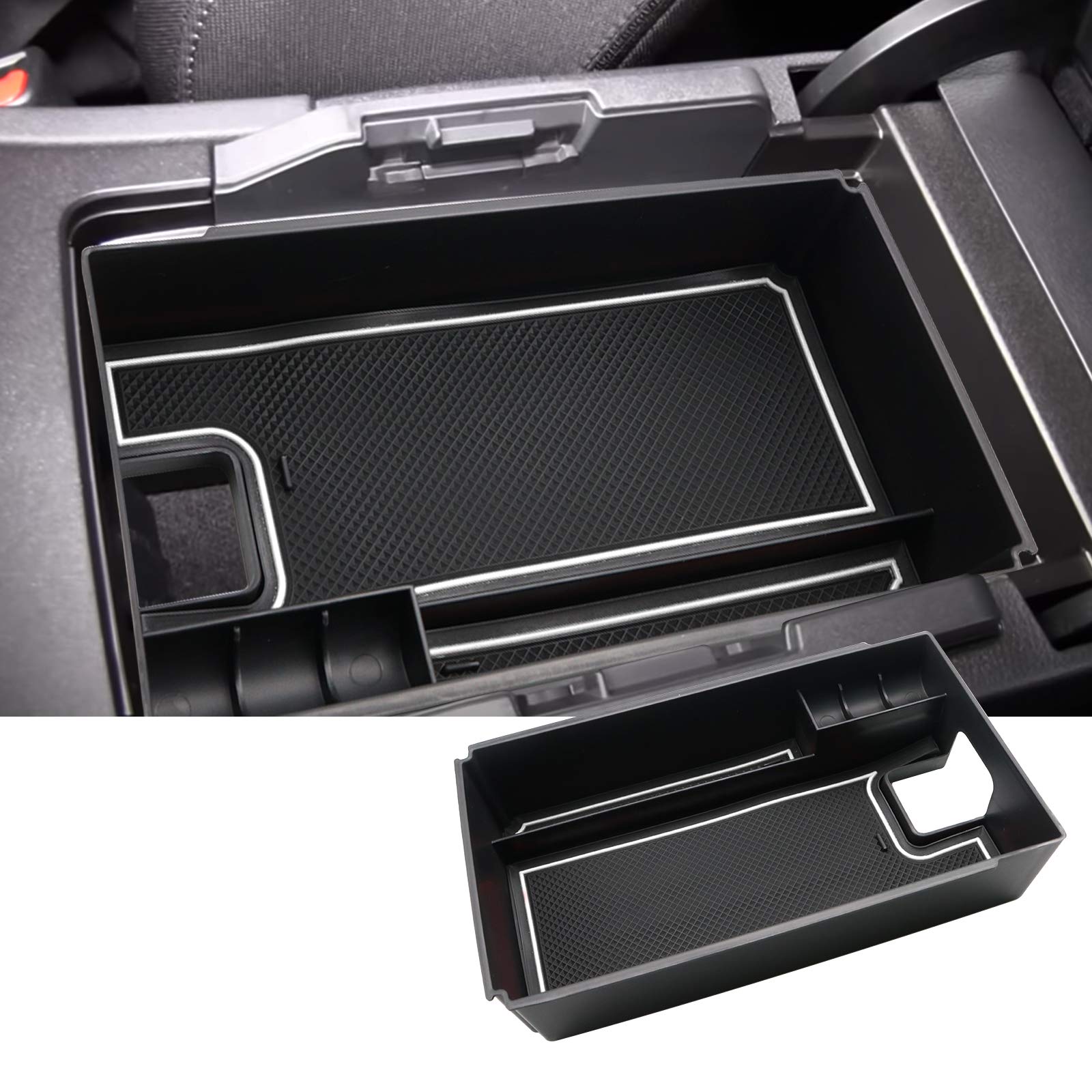 SKTU (Update) 2021 2022 2023 2024 Toyota Venza Center Console Organizer 2022 2023 2024 Toyota Venza Accessories ABS Black Materials Tray Armrest Secondary Storage Box (White)