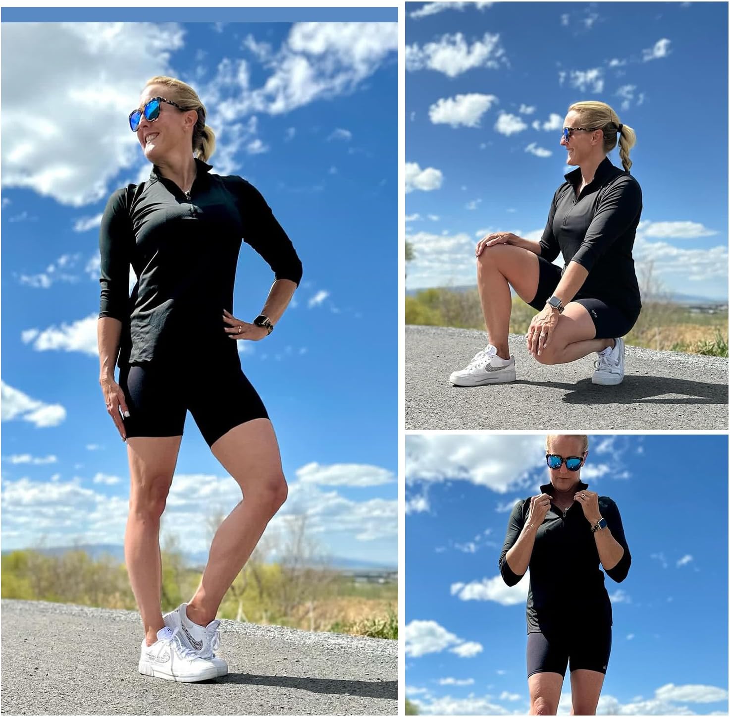 Soneven Womens 3/4 Sleeve Shirt UPF 50+ Moisture Wicking Golf Polo Shirt for Casual Work - Image 2