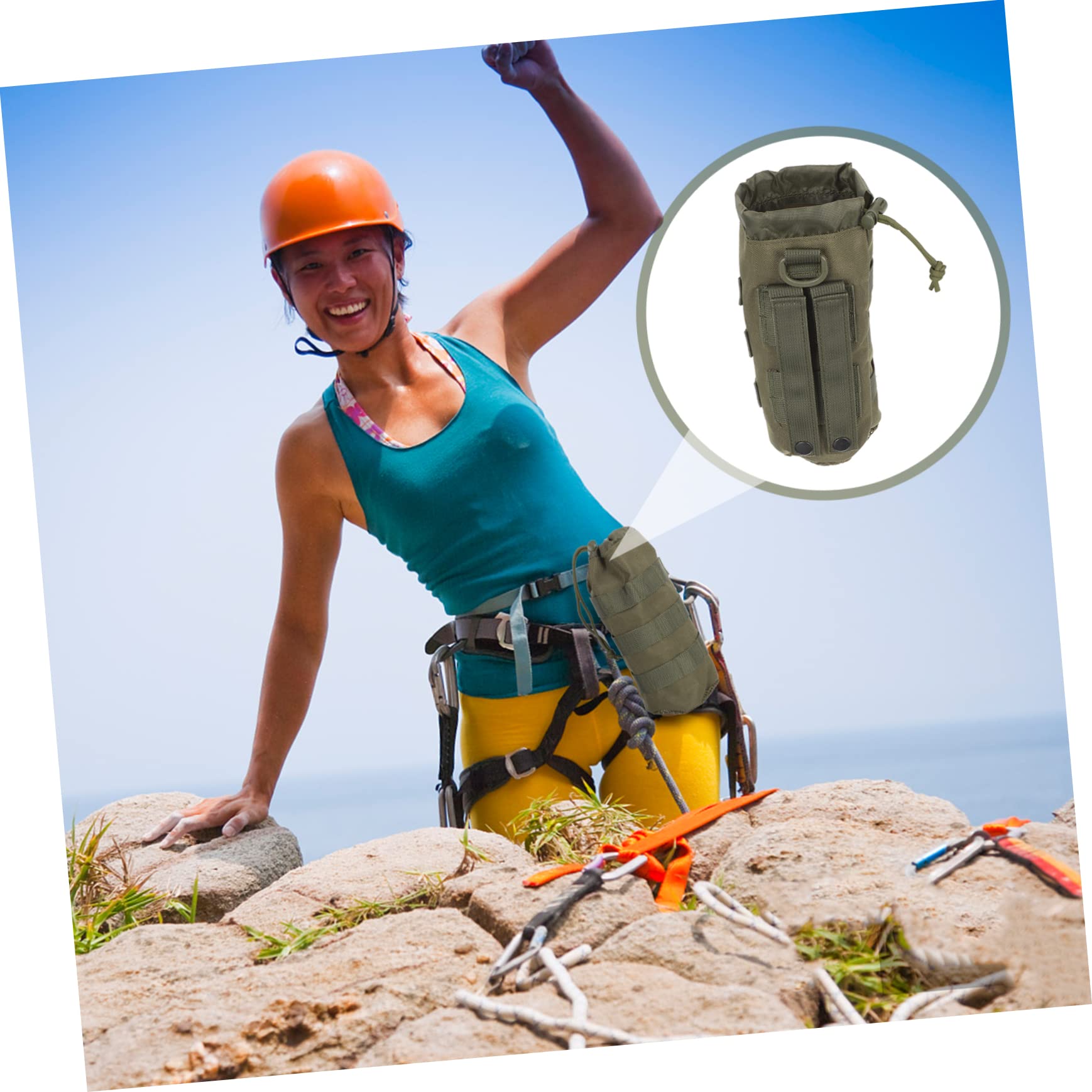 HANABASS 3 Stück Outdoor Wasserflaschenhalter Praktische Tragetasche für Camping Reisen Schützt Ihre Flasche Kratzern für Radfahren Fitness Militärgrün