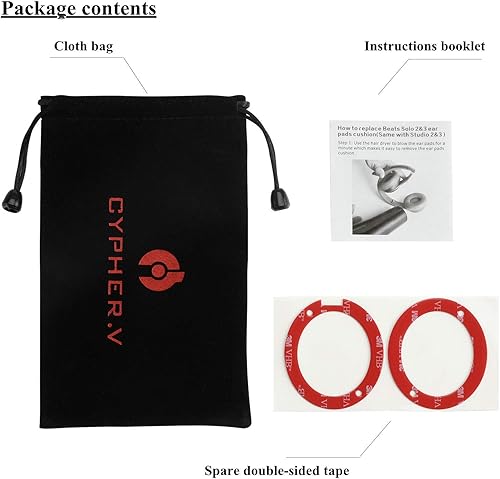 Miniatura 6 de Cypher.V Funda de repuesto para auriculares, almohadillas compatibles con auriculares inalámbricos Solo 2.0 3.0, 1 par (blanco floral)