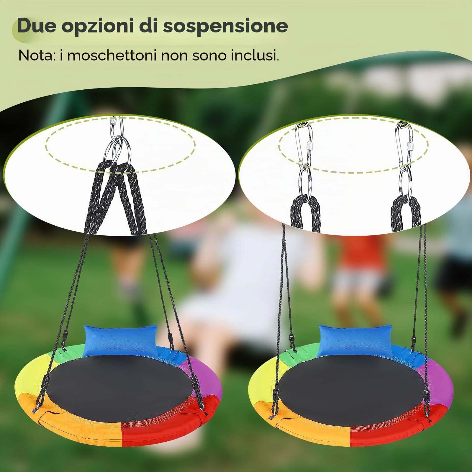 altalena circolare da 100 cm,altalena da albero con portata di 300 kg