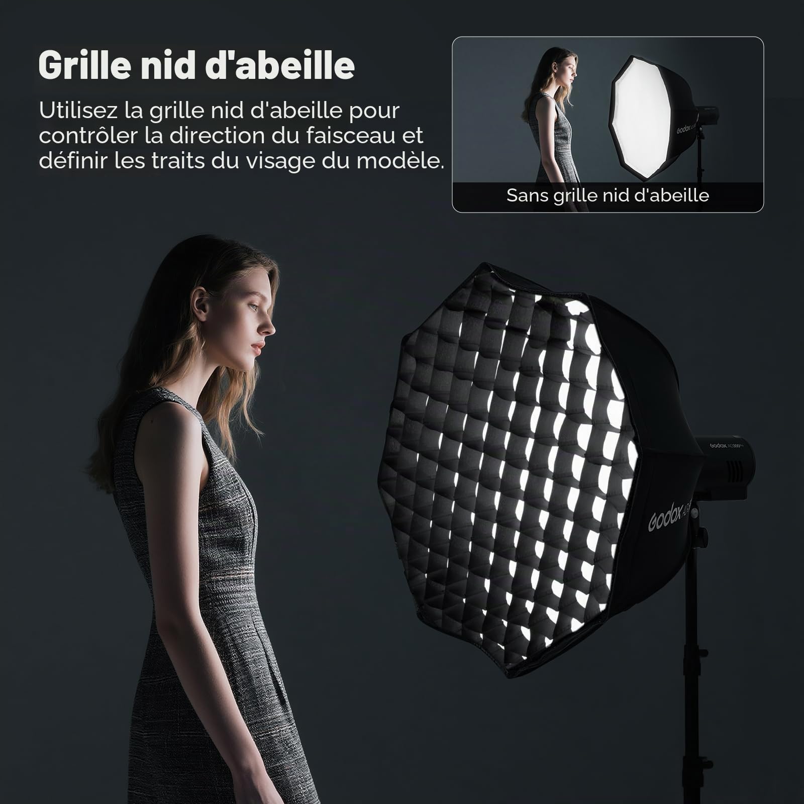 Godox AD-S60S Boîte à Lumière, Portable Mount Softbox pour Godox AD400Pro AD300Pro AD300ProII Flash de Studio et ML60 ML60Bi ML60IIBi ML100R ML100Bi Lumière LED