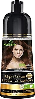 Herbishh Hair Colour Shampoo for Grey Hair, Light Brown, 500 ml, Ammonia-Free 3-in-1 Hair Dye Shampoo, Colours Hair in Minutes, Long-Lasting Colour