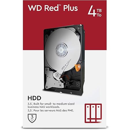 WD Red Plus 4TB NAS 3.5" Internal Hard Drive - 5400 RPM Class, SATA 6 Gb/s, CMR, 64MB Cache