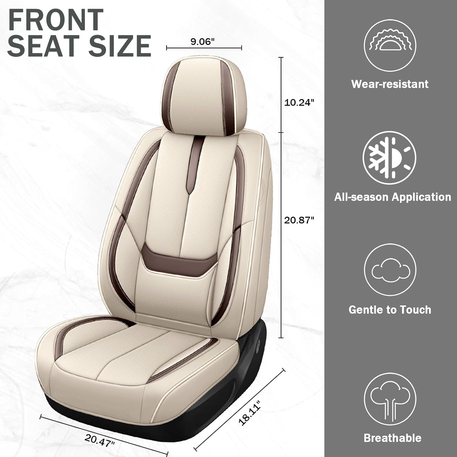 Car Seat Covers Fit for 95% of Chevy 2000-2024,Premium Faux Leather Seat Cover | Breathable Waterproof Sports Drive in Style,Easy to Install Seat Covers (Full Set/Beige - Brown)