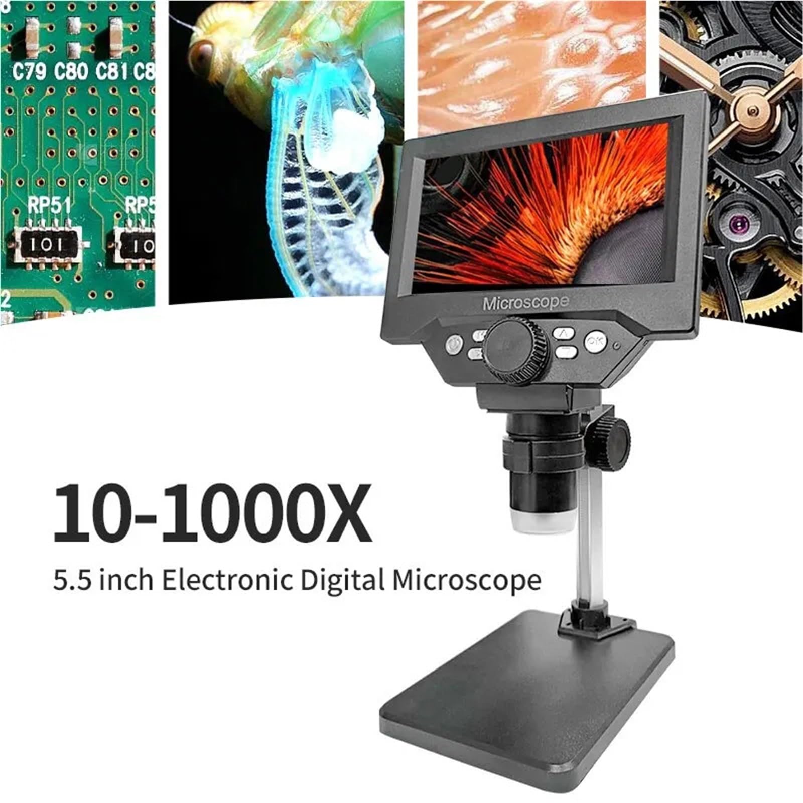 Digitales Mikroskop. 5,5" LCD Digitalmikroskop 1000X 1080P Vergrößerung Tragbar
