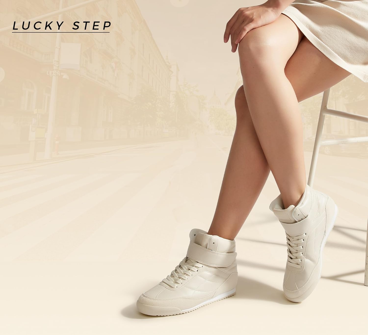LUCKY STEP Women's High Top Sneakers Hook and Loop Lace Up Fashion Basketball Ankle Boots Skate Tennis Shoes Walking Casual Shoes - Image 9