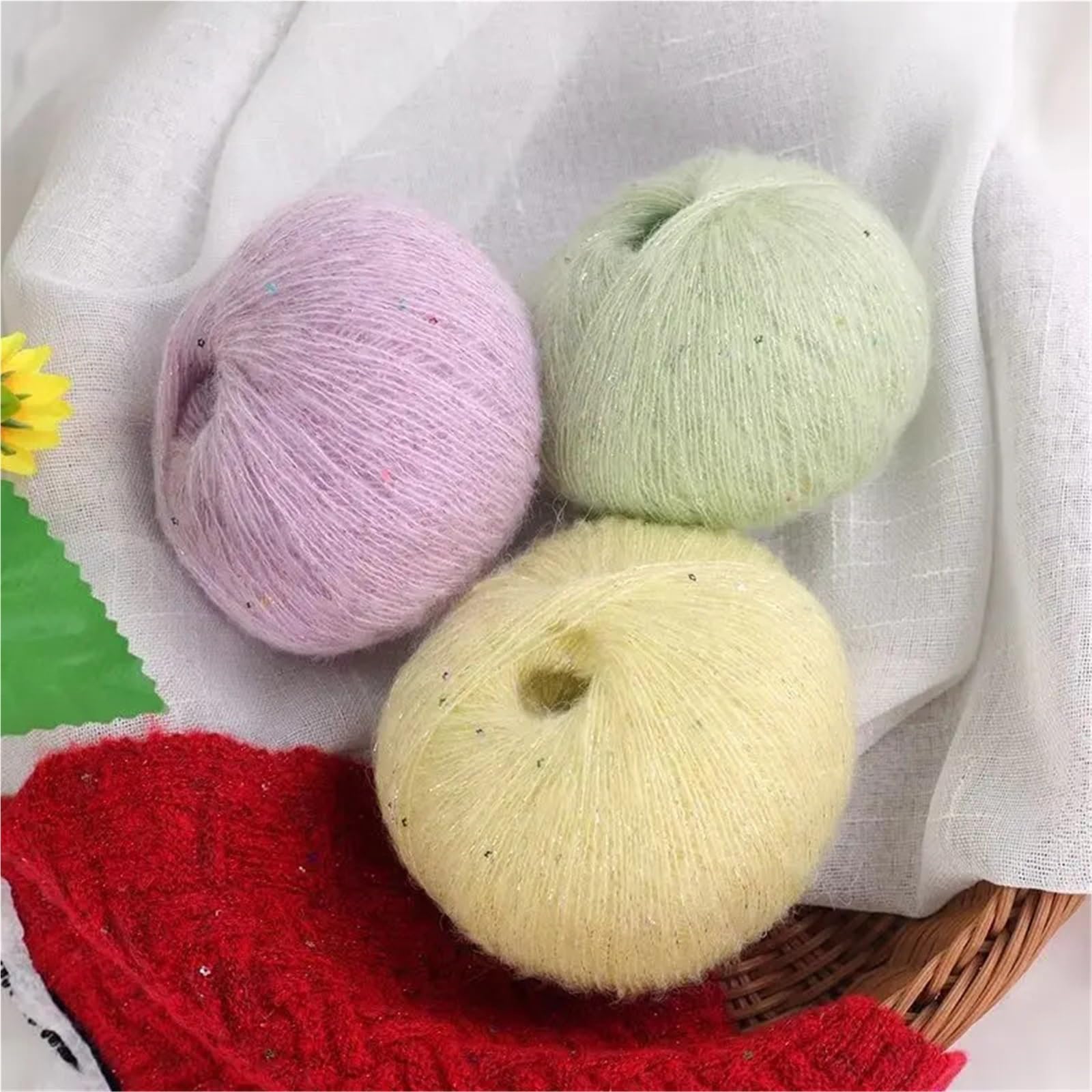 Pailletten Garn 200 g/Set dünnes Mohairgarn mit Pailletten | For Häkelpullover, Mütze, Schal, Schal, DIY-Faden, weich, bequem, leicht(14 Khaki)