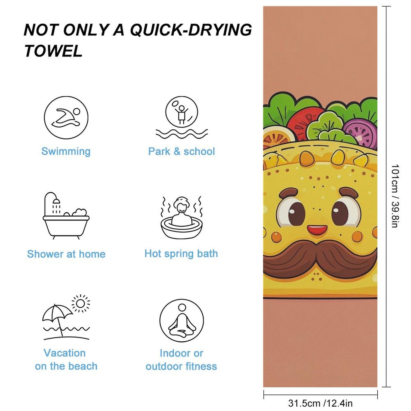 FHESDCW Mexican Corn Rolls Towel Quick Dry Ice Towels for Hot Weather Breathable Camping Towels Sweat Super Absorbent Bathroom Towel for Gym Yoga Pilates Exercise