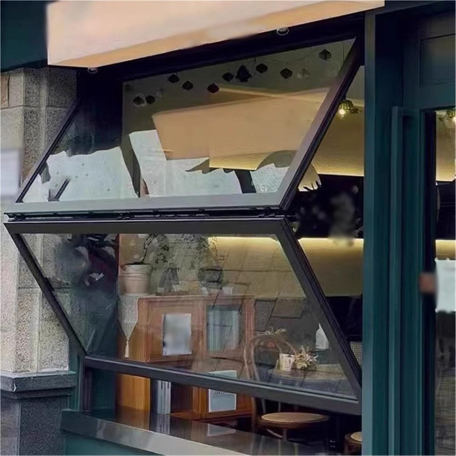 Ventanas correderas Plegable Ventanas Correderas para Puesto de Concesión, Negro Recambio Ventana de Servicio para Restaurante de Comida Rápida y Cocina Abierta Comercial(WxH 16x33 in/40x83cm)