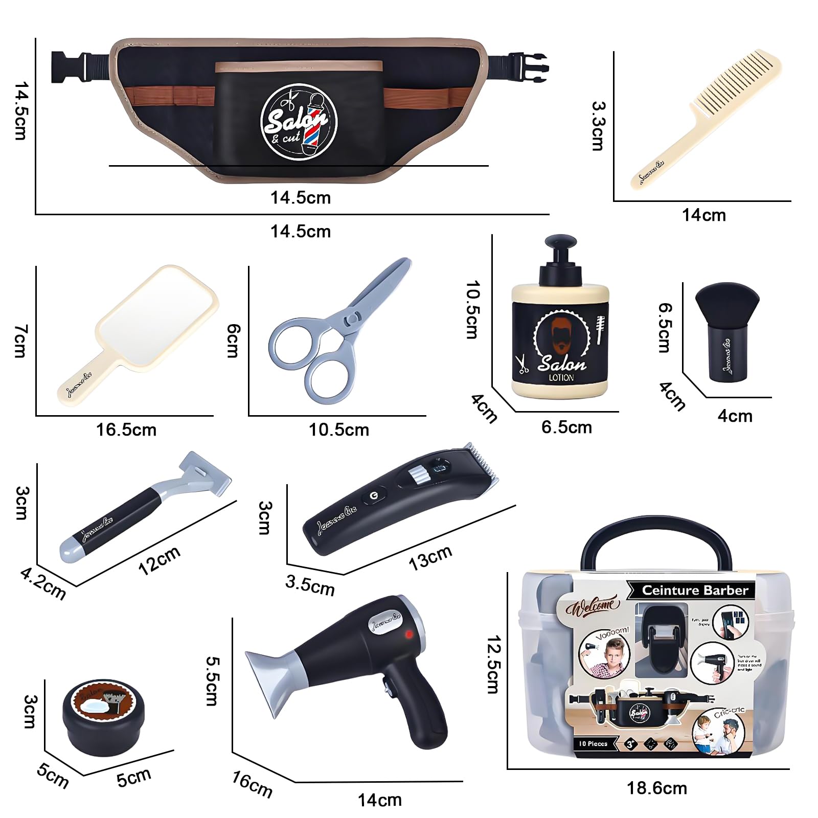 Hairdresser Role Play for Kids,Barber Set including Storage Box, 10 PCS Pretend Play Hairdressing Kit - Image 2