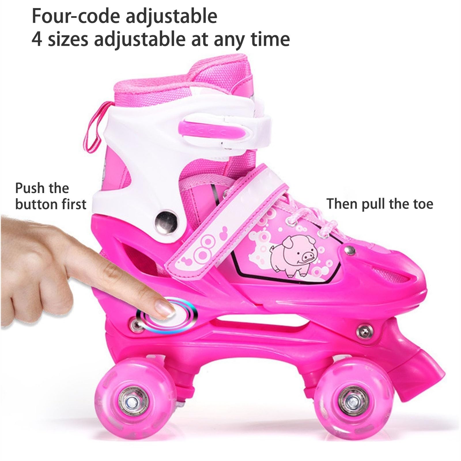 Roller Enfant à Double Rangée pour Filles Et Garçons Et Adultes avec Roues Lumineuses, à Quatre Roues Débutants Patin A Roulette pour L'Intérieur Et L'extérieur