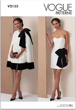 Vogue V2133U5 Misses Oversized Cape and Fitted Dress Sewing Pattern Packet, Design Code V2133, Sizes 16-18-20-22-24