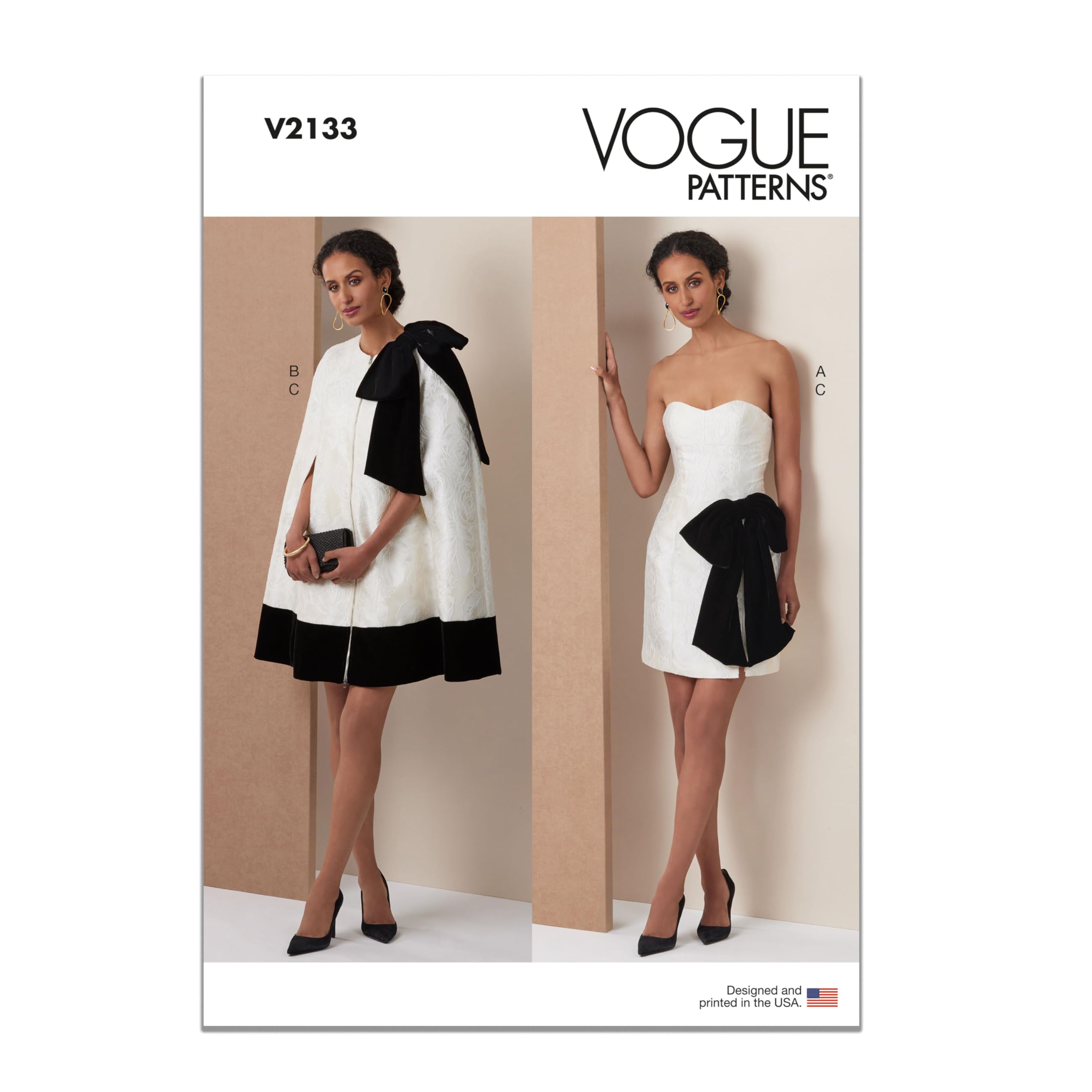 Patron de couture cape de luxe Vogue V2133H5 robe ajustée à nœud