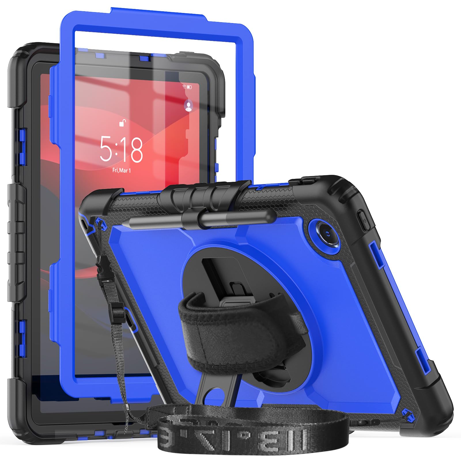 Herize Case for Lenovo Tab M11 Tablet TB330FU TB330XU with Screen  Protector Shockproof Sturdy Rugged Cover W/Kickstand Hand Strap Shoulder  Strap