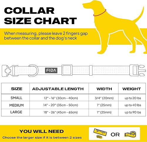 Miniatura 5 de Fida Collar reflectante para perro, collares de nailon con colores neón para perros pequeñosmedianosmedianos, collares de perro de alta visibilidad