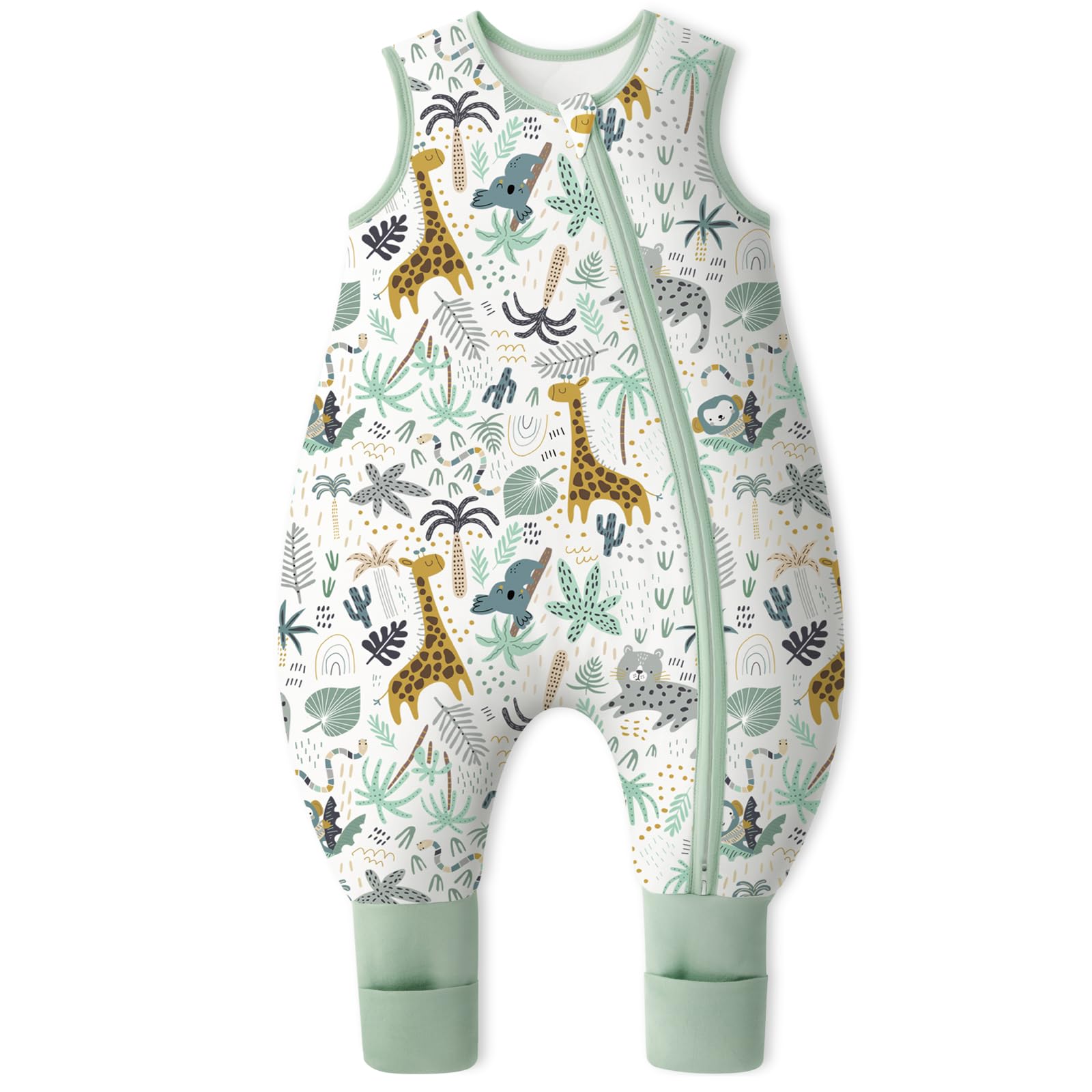 Yoofoss Schlafsack Baby mit Füßen Socken 2.5 Tog Winter Baby Schlafsack mit Beinen Baumwolle Warm Babyschlafsack für 18-36 Monate Kinder Jungen Mädchen 80 cm- Giraffe