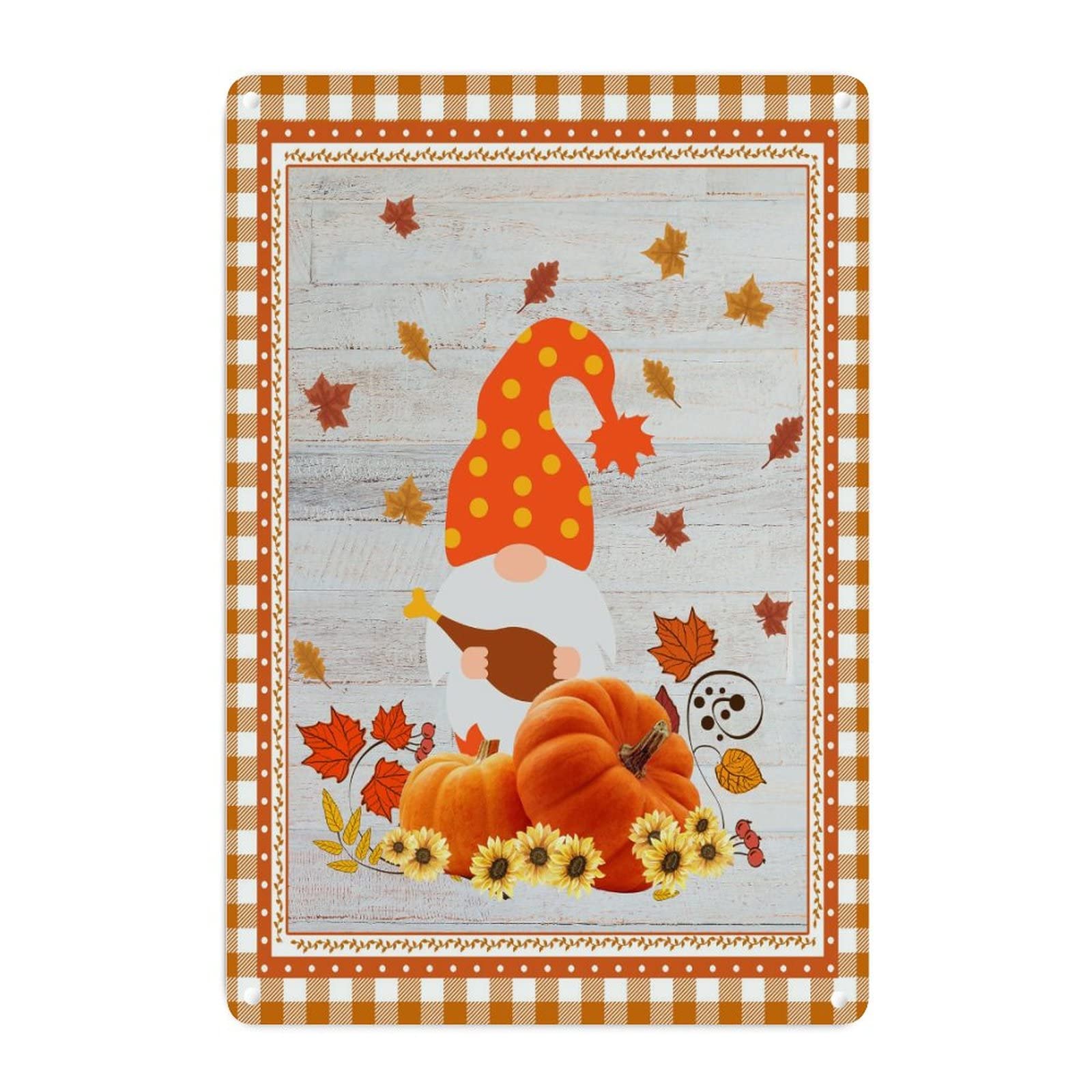 Cadeau d'automne original : panneau mural vintage en métal orange