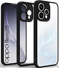 RIGGEAR Shockproof Sleek Hybrid Armor Back Cover Case for Oppo Reno15, Reno 15 5G (Clear PC + Black TPU Bumper)