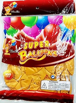 Allgala 100-Count Latex Balloons, Gold Color
