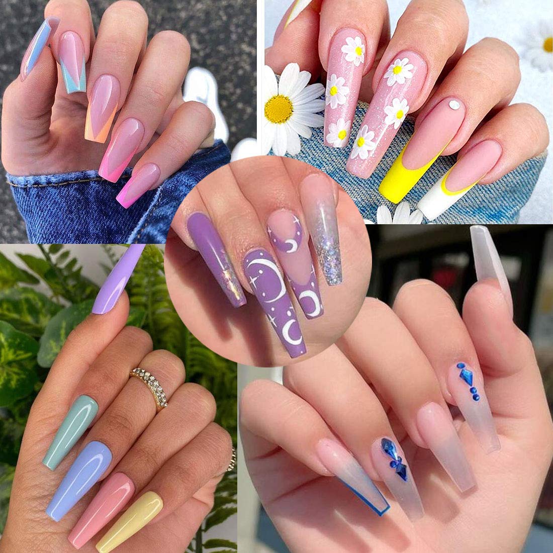Amazon.com : 500PCS Ballerina Fake Nails Long Coffin Artificial Nails  Acrylic Nails for Nail Art Decal Full Cover Nail Tips 10 Size Transparent  Fake Nails : Beauty & Personal Care