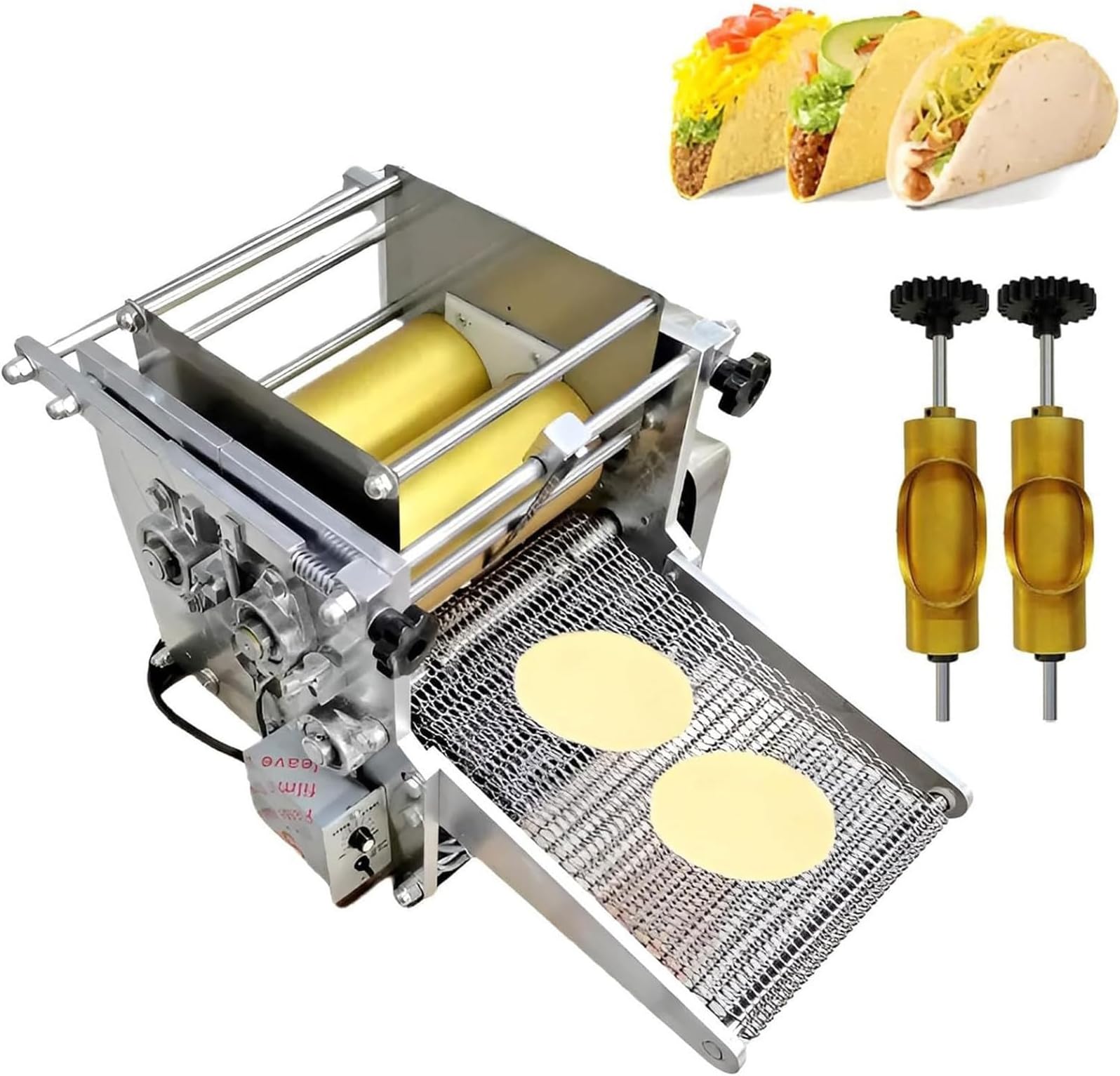 Electric Tortilla Maker,Automatic Corn Tortilla Making Machine with Non-Stick Coating & 2 Molds, Thickness (1-5mm),Tacos Taco Roti Chapatti Maker Machine,for Tortillas(4in/6in)